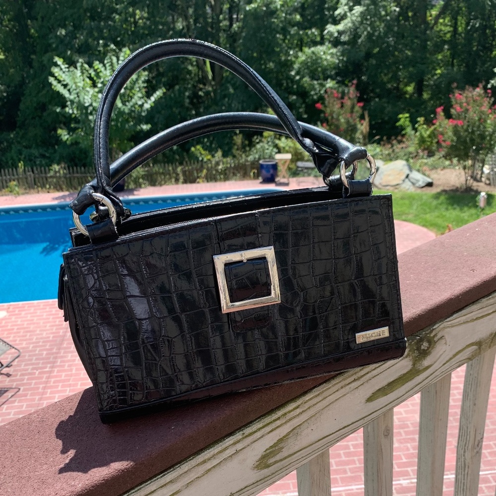 Miche classic black patent snake print shell only
